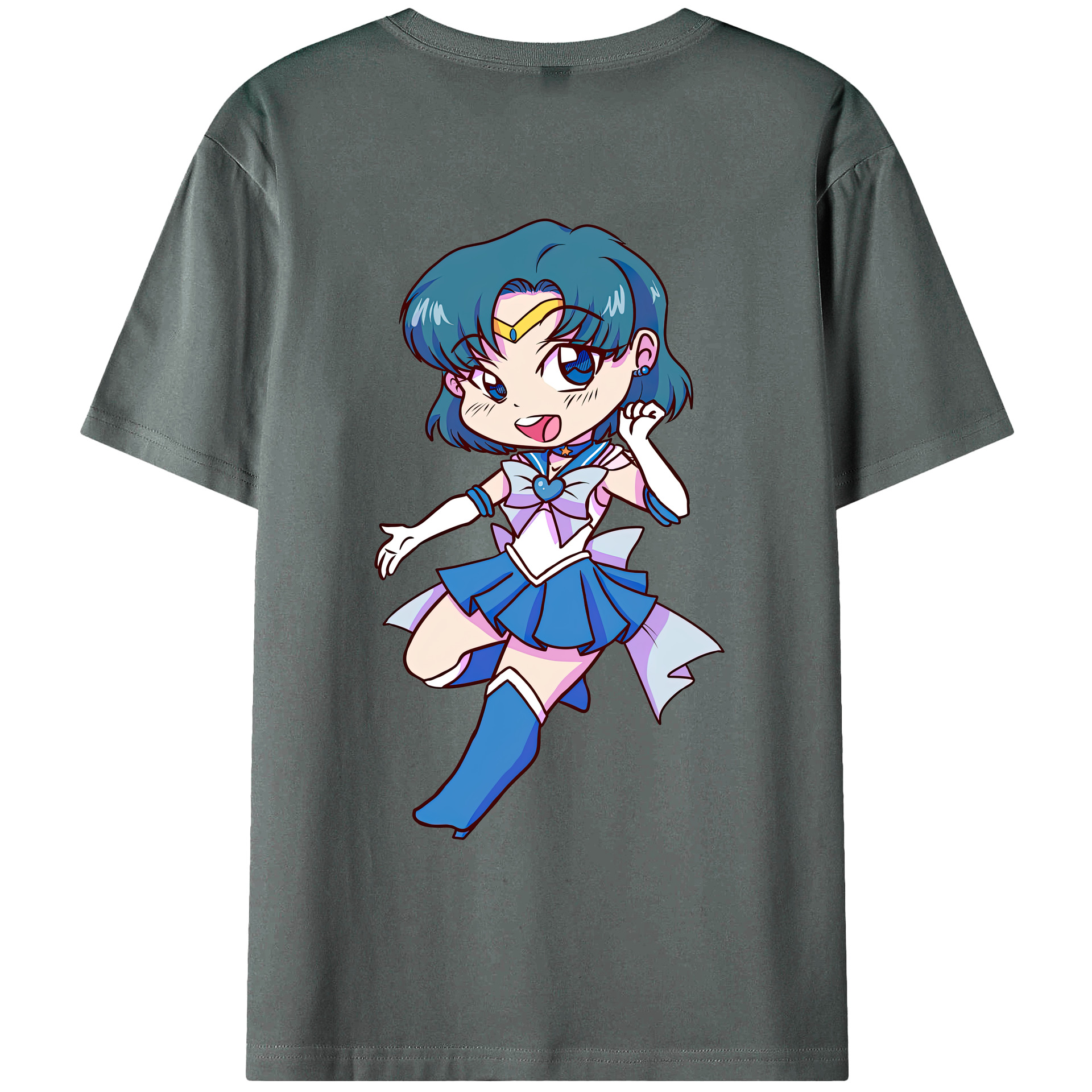 （画像用） 美少女戦士セーラームーン 水野 亜美 みずの あみ Sailor Moon Mizuno Ami 綿100％ メンズ半袖Tシャツ（バックプリント） 通気性
